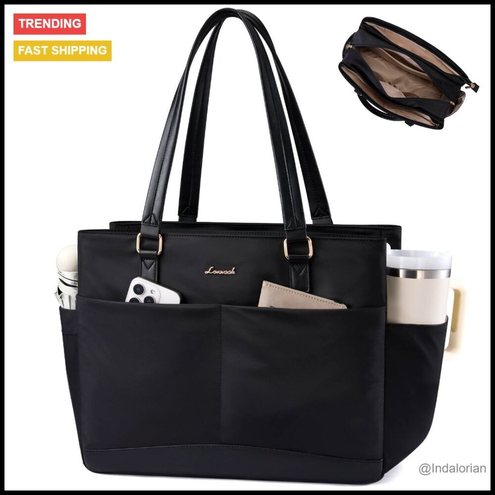 Laptop Tote Bag with 3 Separate Pockets Large Cup Holder Work Briefcase